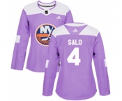 Women Adidas New York Islanders #4 Robin Salo Authentic Purple Fights Cancer Practice NHL Jersey