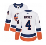 Women Adidas New York Islanders #4 Thomas Hickey Authentic White Away NHL Jersey