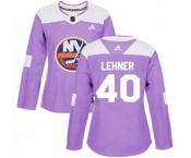Women Adidas New York Islanders #40 Robin Lehner Authentic Purple Fights Cancer Practice NHL Jersey