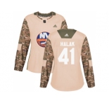 Women Adidas New York Islanders #41 Jaroslav Halak Camo Authentic 2017 Veterans Day Stitched NHL Jersey