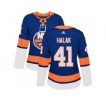 Women Adidas New York Islanders #41 Jaroslav Halak Royal Blue Home Authentic Stitched NHL Jersey
