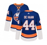 Women Adidas New York Islanders #44 Calvin de Haan Premier Royal Blue Home NHL Jersey