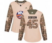 Women Adidas New York Islanders #45 Noah Dobson Authentic Camo Veterans Day Practice NHL Jersey