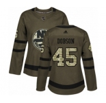 Women Adidas New York Islanders #45 Noah Dobson Authentic Green Salute to Service NHL Jersey