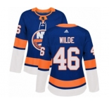 Women Adidas New York Islanders #46 Bode Wilde Premier Royal Blue Home NHL Jersey