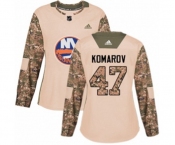 Women Adidas New York Islanders #47 Leo Komarov Authentic Camo Veterans Day Practice NHL Jersey