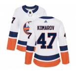 Women Adidas New York Islanders #47 Leo Komarov Authentic White Away NHL Jersey