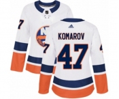 Women Adidas New York Islanders #47 Leo Komarov Authentic White Away NHL Jersey