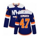 Women Adidas New York Islanders #47 Leo Komarov Premier Blue Alternate NHL Jersey