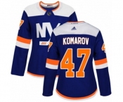 Women Adidas New York Islanders #47 Leo Komarov Premier Blue Alternate NHL Jersey