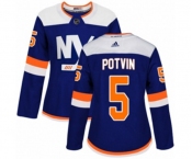 Women Adidas New York Islanders #5 Denis Potvin Authentic Blue Alternate NHL Jersey