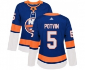 Women Adidas New York Islanders #5 Denis Potvin Premier Royal Blue Home NHL Jersey