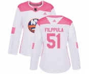 Women Adidas New York Islanders #51 Valtteri Filppula Authentic White Pink Fashion NHL Jersey