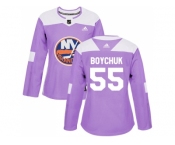 Women Adidas New York Islanders #55 Johnny Boychuk Purple Authentic Fights Cancer Stitched NHL Jersey
