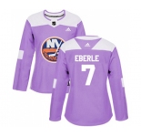 Women Adidas New York Islanders #7 Jordan Eberle Authentic Purple Fights Cancer Practice NHL Jersey