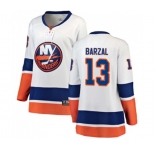 Women New York Islanders #13 Mathew Barzal Fanatics Branded White Away Breakaway NHL Jersey