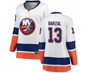 Women New York Islanders #13 Mathew Barzal Fanatics Branded White Away Breakaway NHL Jersey
