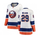 Women New York Islanders #29 Brock Nelson Fanatics Branded White Away Breakaway NHL Jersey