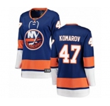 Women New York Islanders #47 Leo Komarov Fanatics Branded Royal Blue Home Breakaway NHL Jersey