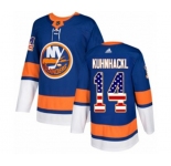 Youth Adidas New York Islanders #14 Tom Kuhnhackl Authentic Royal Blue USA Flag Fashion NHL Jersey