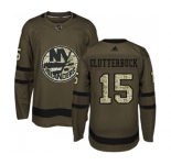 Youth Adidas New York Islanders #15 Cal Clutterbuck Premier Green Salute to Service NHL Jersey