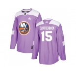 Youth Adidas New York Islanders #15 Cal Clutterbuck Purple Authentic Fights Cancer Stitched NHL Jersey
