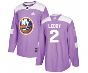 Youth Adidas New York Islanders #2 Nick Leddy Authentic Purple Fights Cancer Practice NHL Jersey