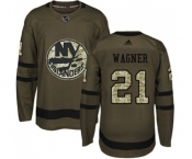 Youth Adidas New York Islanders #21 Chris Wagner Authentic Green Salute to Service NHL Jersey