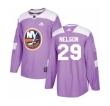 Youth Adidas New York Islanders #29 Brock Nelson Authentic Purple Fights Cancer Practice NHL Jersey
