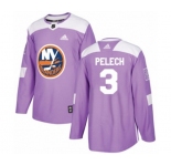 Youth Adidas New York Islanders #3 Adam Pelech Authentic Purple Fights Cancer Practice NHL Jersey