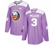 Youth Adidas New York Islanders #3 Adam Pelech Authentic Purple Fights Cancer Practice NHL Jersey