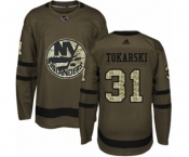Youth Adidas New York Islanders #31 Dustin Tokarski Premier Green Salute to Service NHL Jersey