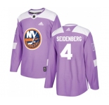 Youth Adidas New York Islanders #4 Dennis Seidenberg Authentic Purple Fights Cancer Practice NHL Jersey