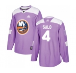 Youth Adidas New York Islanders #4 Robin Salo Authentic Purple Fights Cancer Practice NHL Jersey