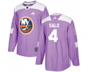 Youth Adidas New York Islanders #4 Robin Salo Authentic Purple Fights Cancer Practice NHL Jersey
