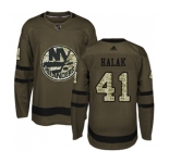 Youth Adidas New York Islanders #41 Jaroslav Halak Authentic Green Salute to Service NHL Jersey