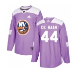 Youth Adidas New York Islanders #44 Calvin de Haan Authentic Purple Fights Cancer Practice NHL Jersey