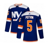 Youth Adidas New York Islanders #5 Denis Potvin Authentic Blue Alternate NHL Jersey