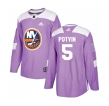 Youth Adidas New York Islanders #5 Denis Potvin Authentic Purple Fights Cancer Practice NHL Jersey