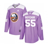 Youth Adidas New York Islanders #55 Johnny Boychuk Authentic Purple Fights Cancer Practice NHL Jersey