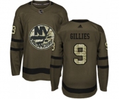 Youth Adidas New York Islanders #9 Clark Gillies Authentic Green Salute to Service NHL Jersey