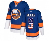 Youth Adidas New York Islanders #9 Clark Gillies Authentic Royal Blue USA Flag Fashion NHL Jersey