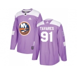 Youth Adidas New York Islanders #91 John Tavares Purple Authentic Fights Cancer Stitched NHL Jersey