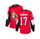 Men Adidas Ottawa Senators #17 Nate Thompson Red Home Authentic Stitched NHL Jersey