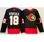 Men's Ottawa Senators #18 Tim Stützle Black 2024-25 Home Stitched Hockey Jersey