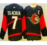Men's Ottawa Senators #7 Brady Tkachuk Black 2022 Reverse Retro Authentic Jersey