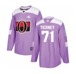 Men's Ottawa Senators #71 Chris Tierney Purple Fights Cancer Stitched Hockey Jersey