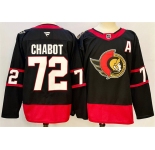 Men's Ottawa Senators #72 Thomas Chabot Black 2024-25 With C Patch Home Stitched Jersey