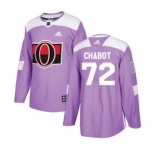 Men's Ottawa Senators #72 Thomas Chabot Purple Fights Cancer Stitched Hockey Jersey