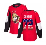 Men's Ottawa Senators #72 Thomas Chabot Red Home USA Flag Stitched Hockey Jersey